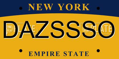DAZSSSO New York License Plate