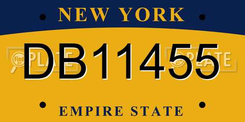 DB11455 New York License Plate