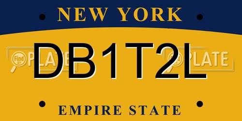 DB1T2L New York License Plate