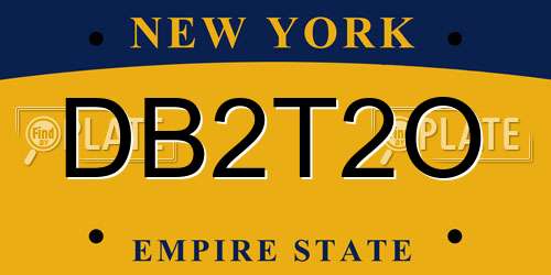 DB2T2O New York License Plate