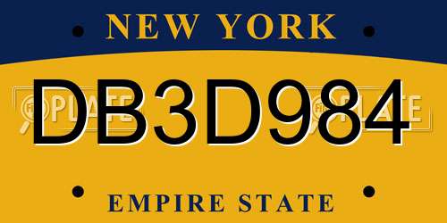 DB3D984 New York License Plate