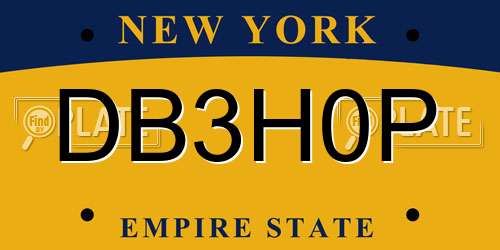 DB3H0P New York License Plate