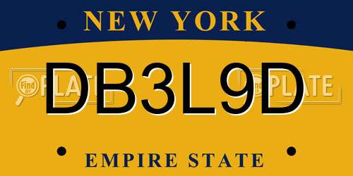 DB3L9D New York License Plate