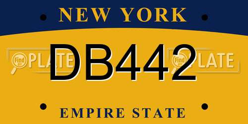 DB442 New York License Plate