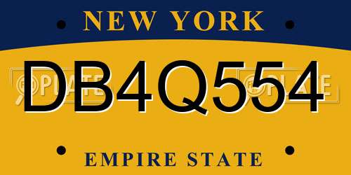 DB4Q554 New York License Plate