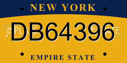 DB64396 New York License Plate
