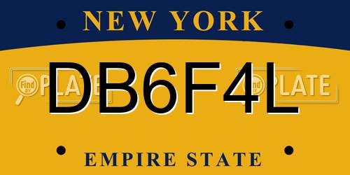 DB6F4L New York License Plate