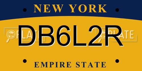 DB6L2R New York License Plate