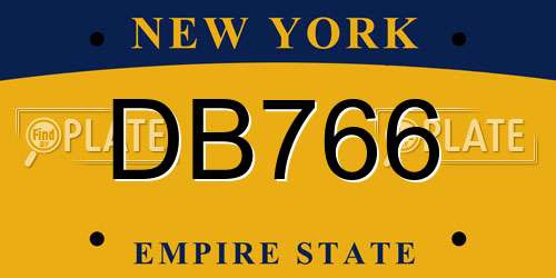 DB766 New York License Plate