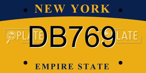 DB769 New York License Plate