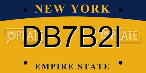 DB7B2I New York License Plate