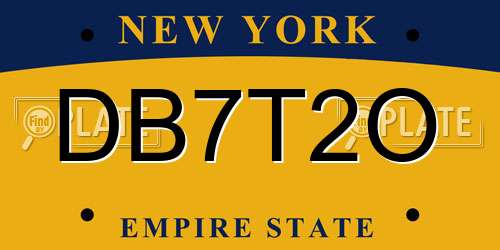 DB7T2O New York License Plate