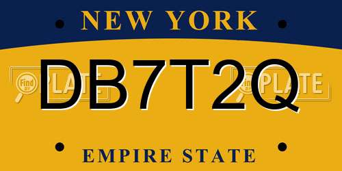 DB7T2Q New York License Plate
