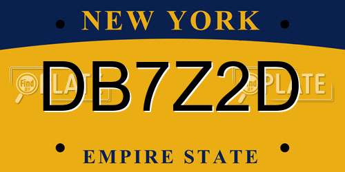 DB7Z2D New York License Plate