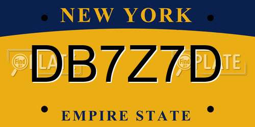 DB7Z7D New York License Plate