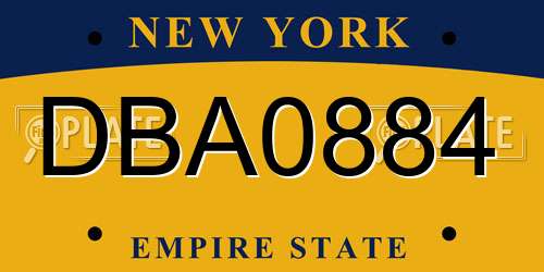 DBA0884 New York License Plate