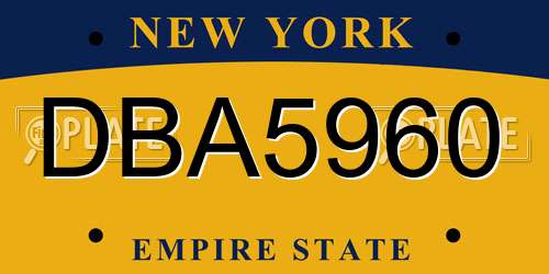 DBA5960 New York License Plate