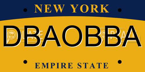 DBAOBBA New York License Plate