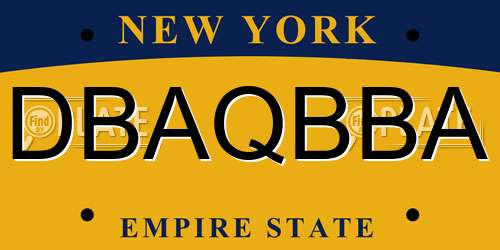 DBAQBBA New York License Plate