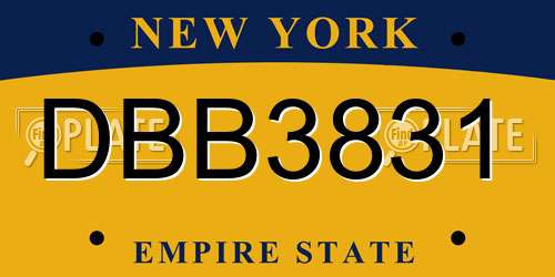 DBB3831 New York License Plate