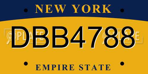 DBB4788 New York License Plate