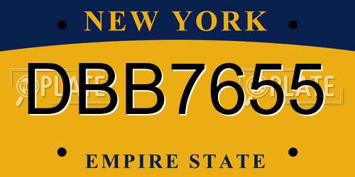 DBB7655 New York License Plate