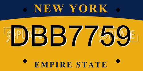 DBB7759 New York License Plate