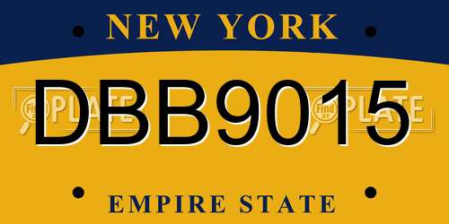 DBB9015 New York License Plate