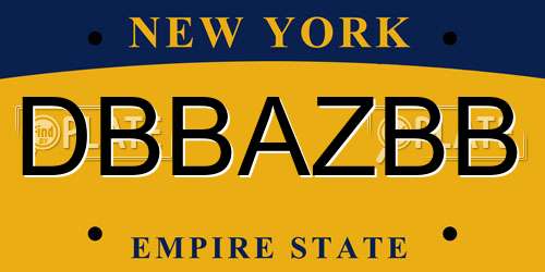 DBBAZBB New York License Plate