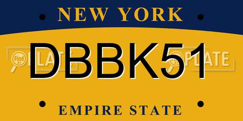 DBBK51 New York License Plate