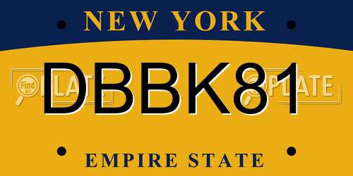 DBBK81 New York License Plate