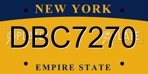 DBC7270 New York License Plate