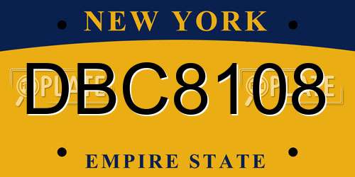 DBC8108 New York License Plate
