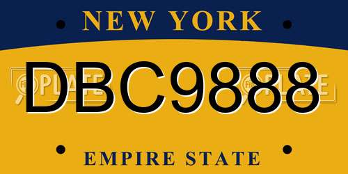 DBC9888 New York License Plate