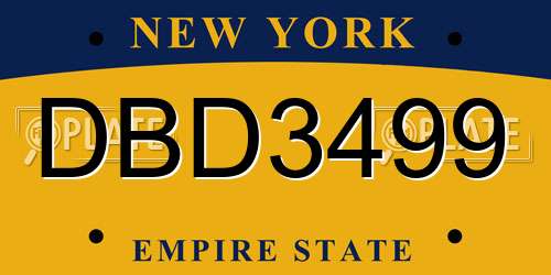 DBD3499 New York License Plate