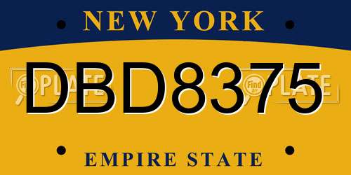 DBD8375 New York License Plate