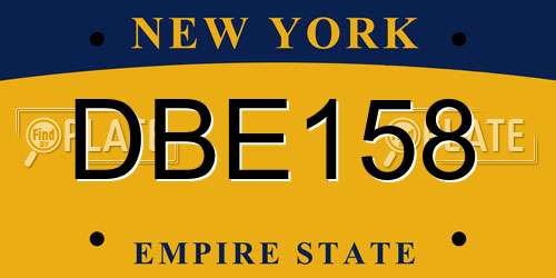 DBE158 New York License Plate