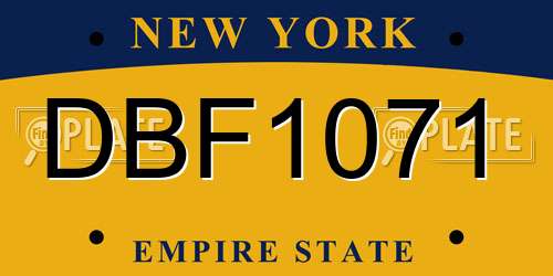 DBF1071 New York License Plate