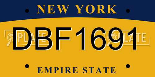 DBF1691 New York License Plate