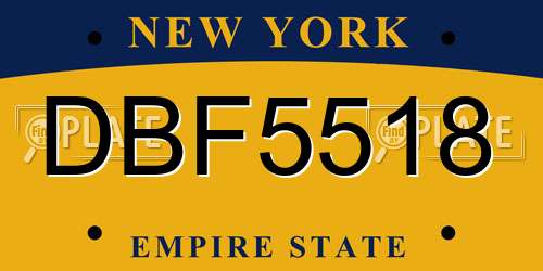 DBF5518 New York License Plate