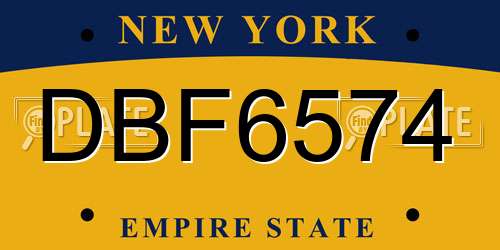 DBF6574 New York License Plate