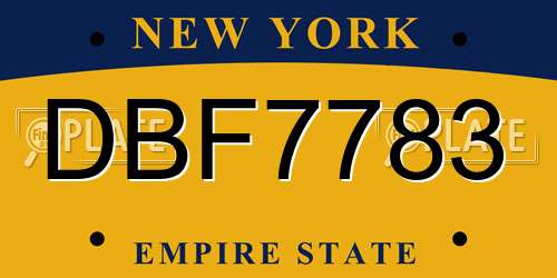 DBF7783 New York License Plate