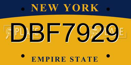 DBF7929 New York License Plate