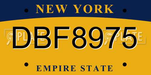 DBF8975 New York License Plate