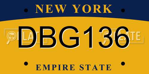 DBG136 New York License Plate