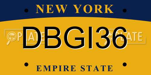 DBGI36 New York License Plate