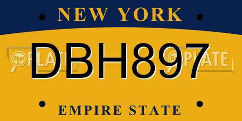 DBH897 New York License Plate