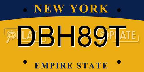 DBH89T New York License Plate