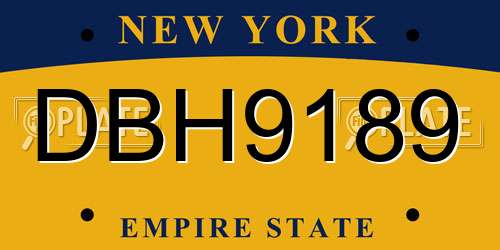 DBH9189 New York License Plate