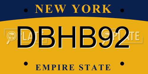 DBHB92 New York License Plate